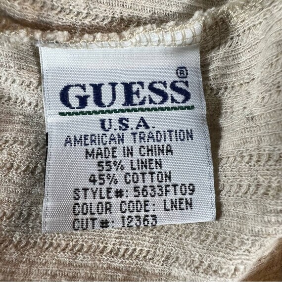 Vintage Guess 1990s Linen Half Zip Polo Shirt - image 5