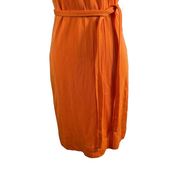 Vintage 1960s 1970s Orange Sheath Belted Dress - image 5