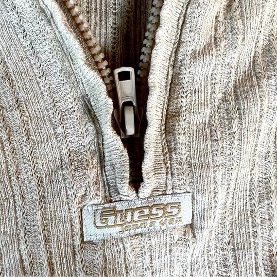 Vintage Guess 1990s Linen Half Zip Polo Shirt - image 4
