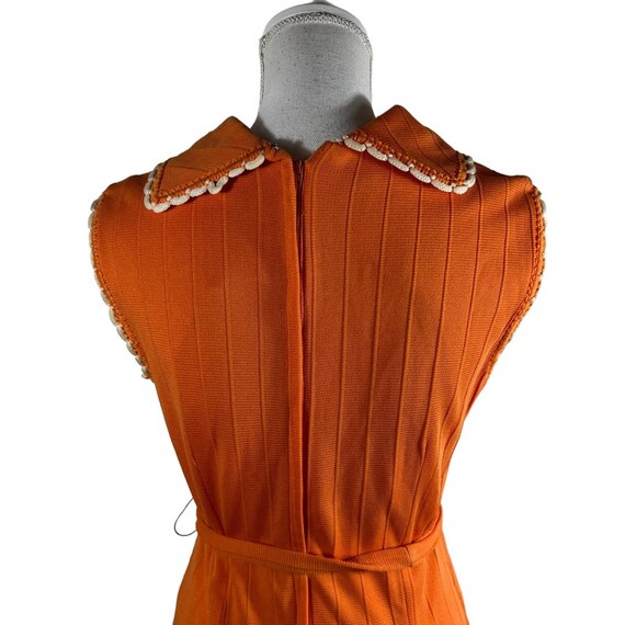 Vintage 1960s 1970s Orange Sheath Belted Dress - image 8