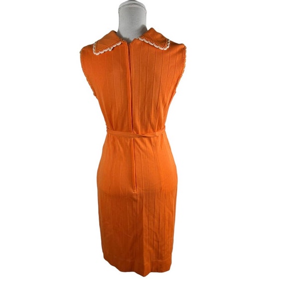 Vintage 1960s 1970s Orange Sheath Belted Dress - image 3