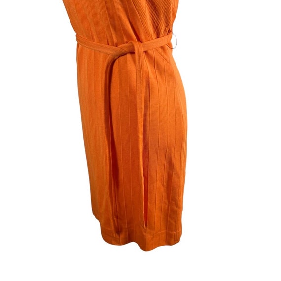 Vintage 1960s 1970s Orange Sheath Belted Dress - image 10
