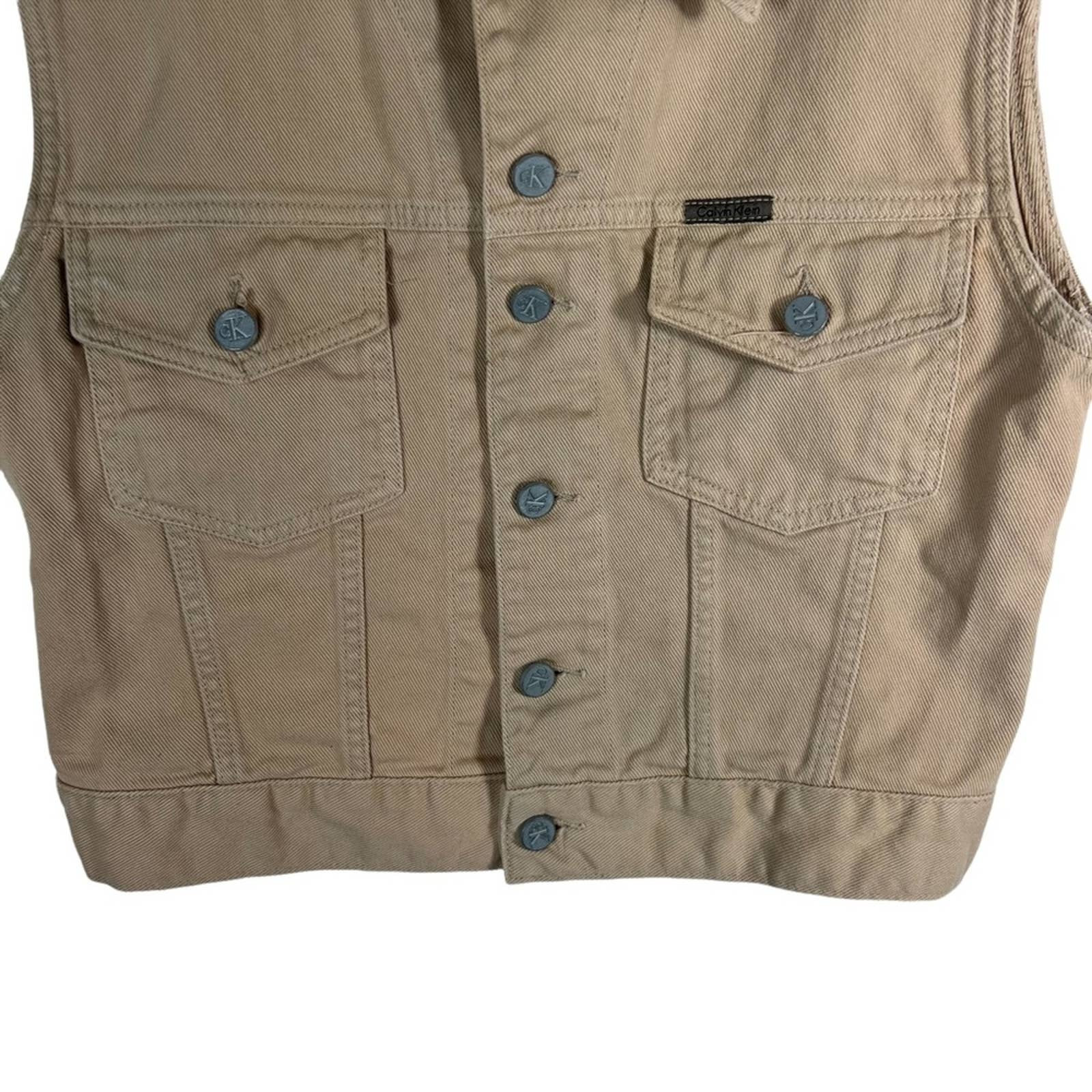 Vintage 1990s Calvin Klein Tan Denim Vest Etsy