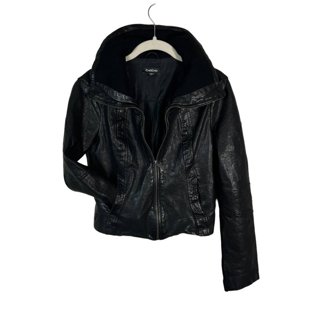 Vintage Bebe Black Leather Jacket Etsy Canada