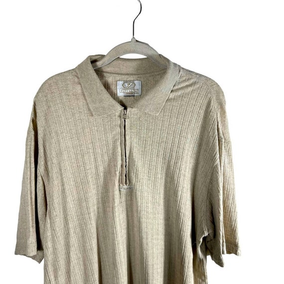 Vintage Guess 1990s Linen Half Zip Polo Shirt - image 2
