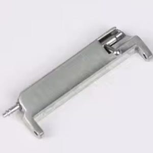 May include: A silver metal tool with a handle and a lever. The tool has a small hole on one end and a small metal pin on the other end.