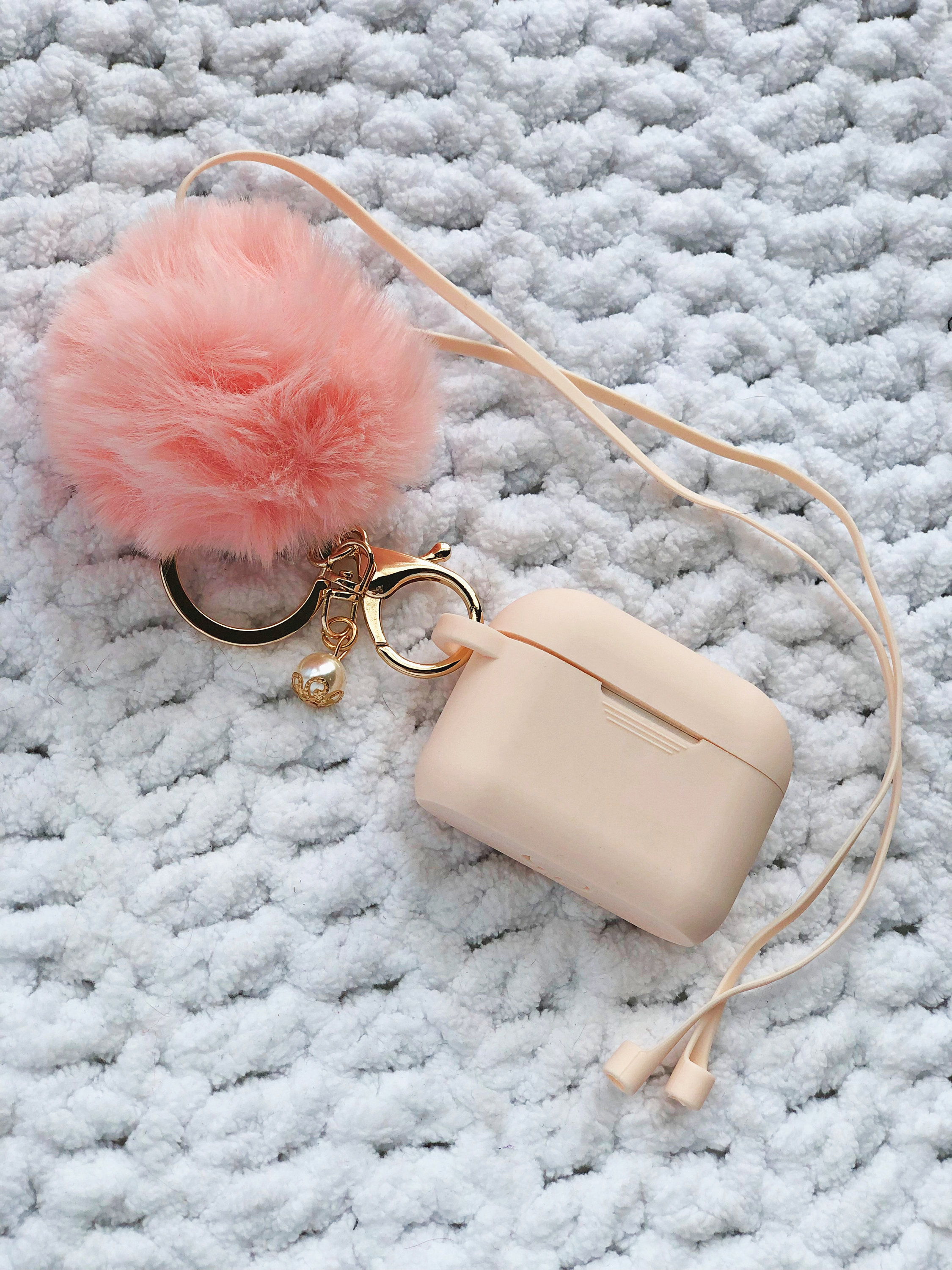 Pink Airpod Airpods Keychain Case Cute Silicone Nude Pink