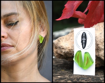 Green Glass Earrings