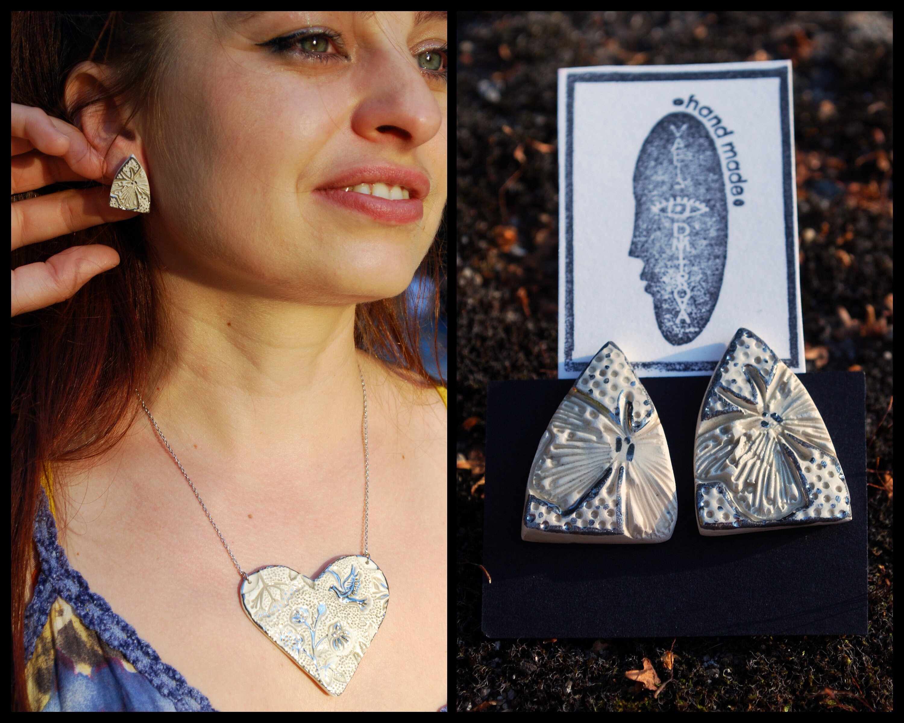 Butterfly Clay Earrings→Flower Earrings Clay→Handmade Jewelry→Flower Stud Earrings→Clay Flower Earrings→Porcelain Earrings→Earrings Studs