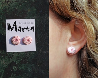 Earrings Stainless Steel→Mothers Day Present→Handmade Jewelry→Stainless Steel Studs→Minimilistic Studs→Handmade Jewelry Earrings→Pink Studs