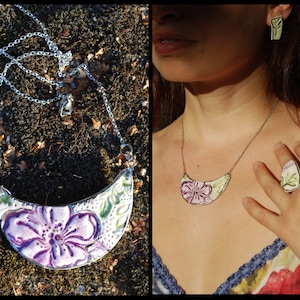 Ceramic Pendant Light Floral Jewelry