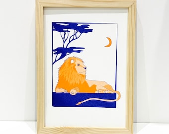 The Peaceful Lion (Risography)