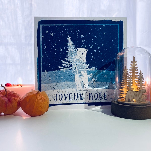 Cartes de voeux (Noël), Cyanotype