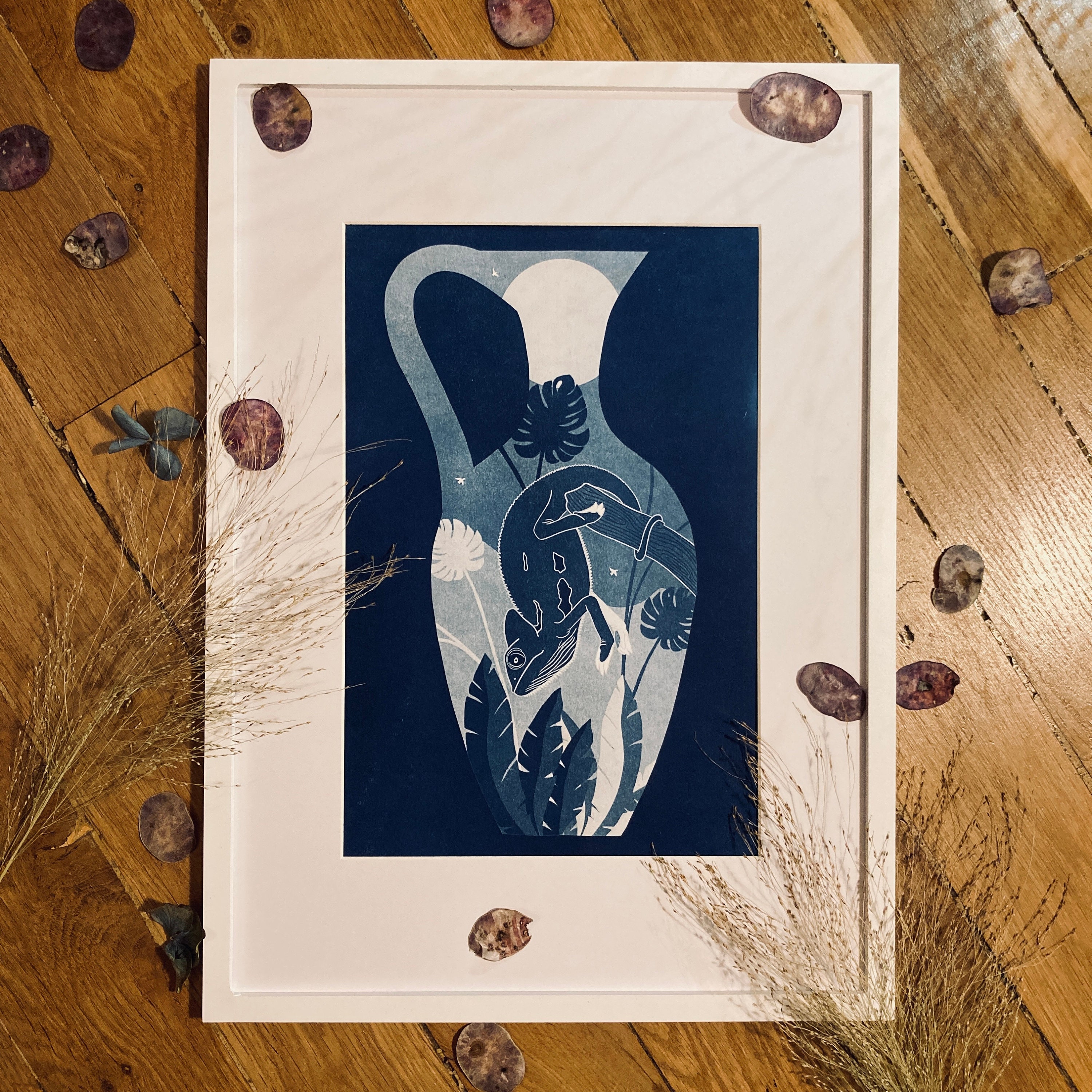 Vase Caméléon | Cyanotype