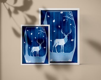 Woodland Deer (Cyanotype)