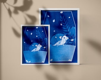 The fearful hedgehog (Cyanotype)