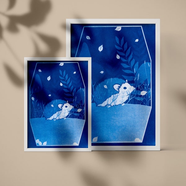 Le hérisson peureux (Cyanotype)