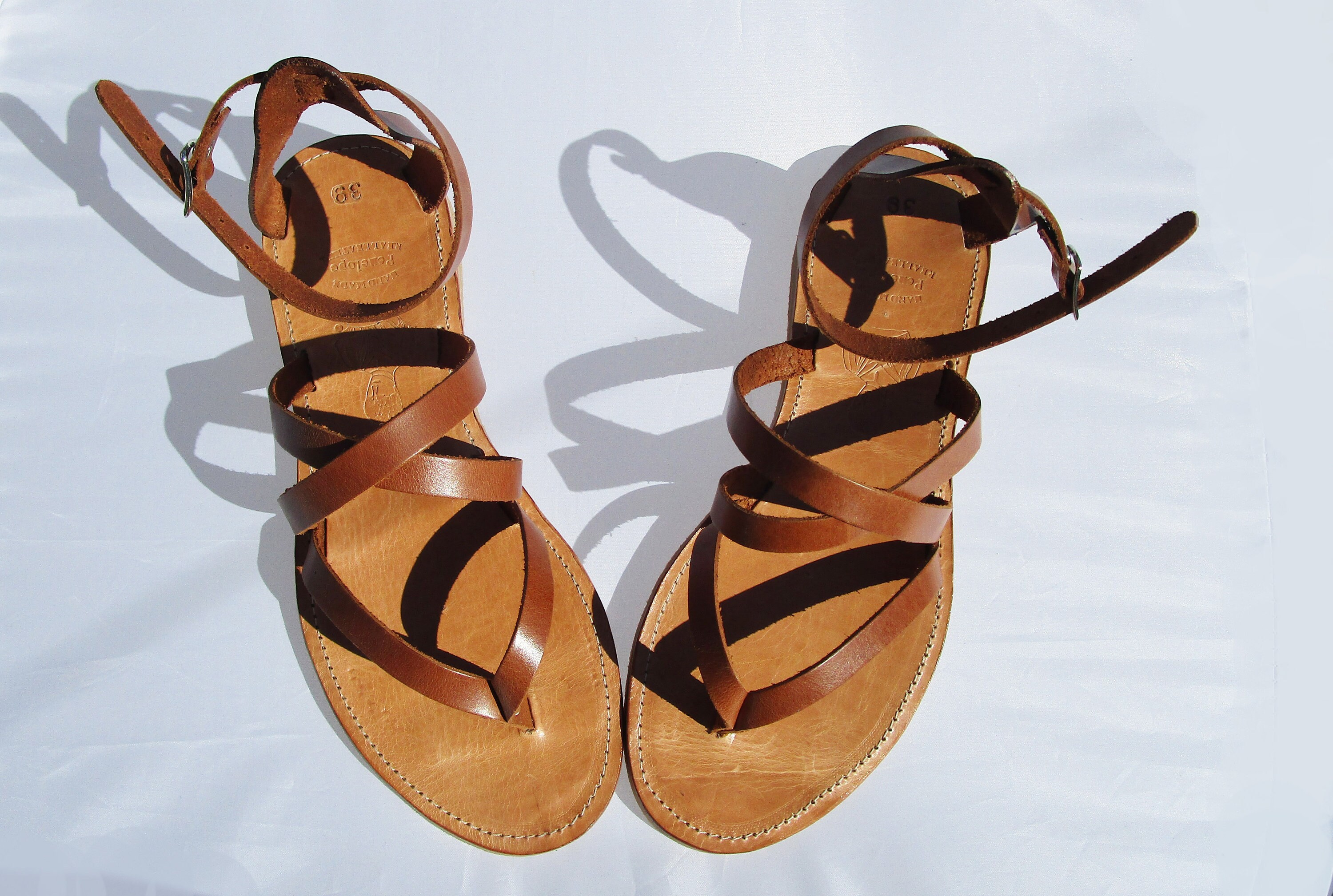 Gladiator Sandals Women Leather Sandals Greek Sandals Brown | Etsy