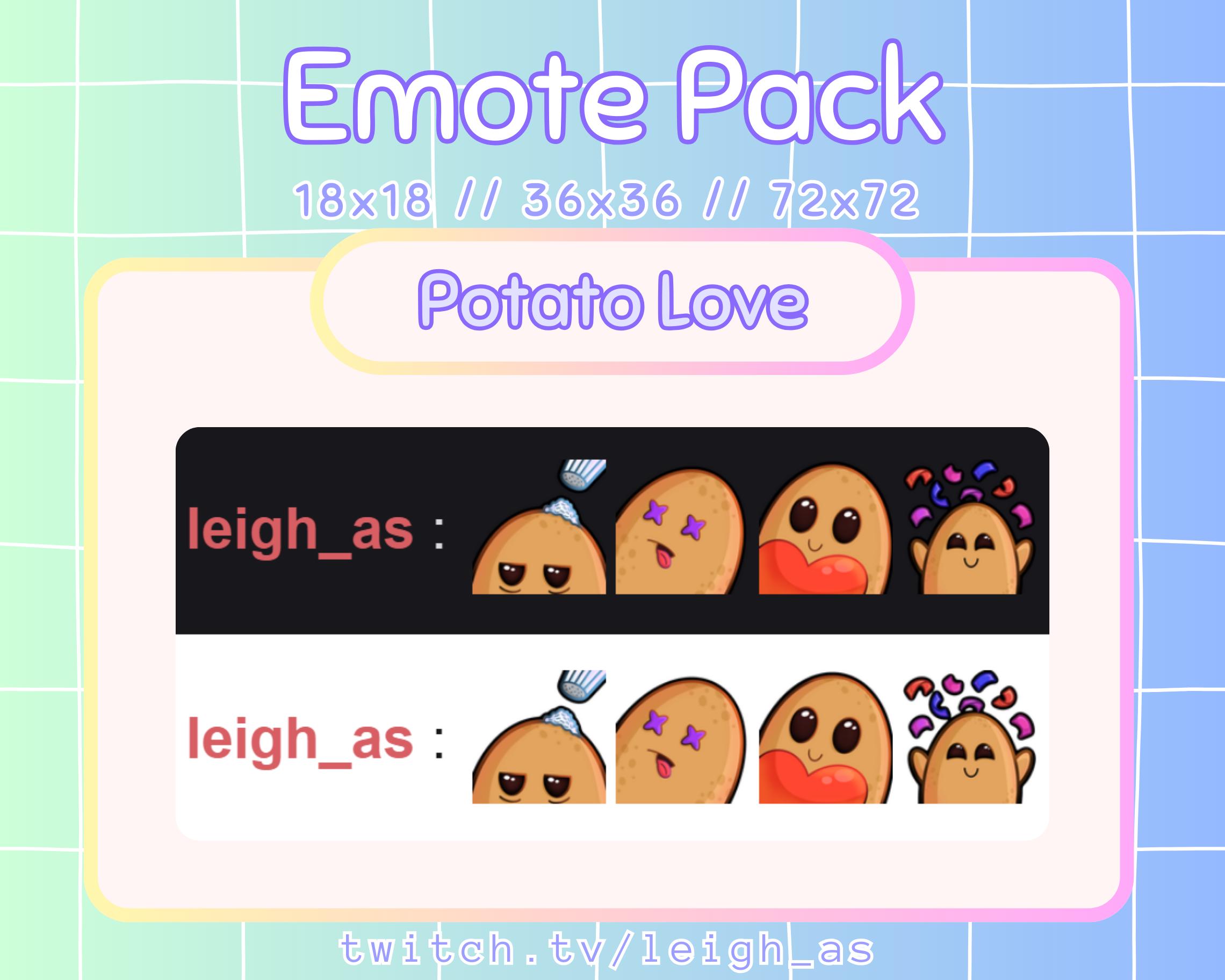 Potato Stramer Code Potato Emote Pack for Twitch, Youtube, and Discord - Cute, Kawaii ...