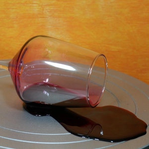 Fake Spilled Red Wine Prop In Real Wine Glass - Perfect for Displays, Photography, and Staging