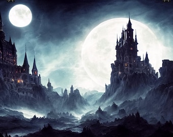 Dracula Castle | Halloween, horror, dark, fantasy, gothic digital art print
