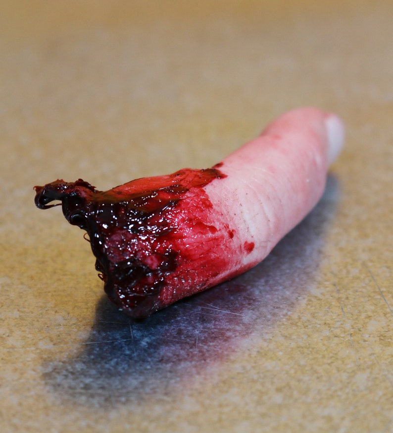 Bloody severed finger. Halloween decoration, pranks or horror prop image 4