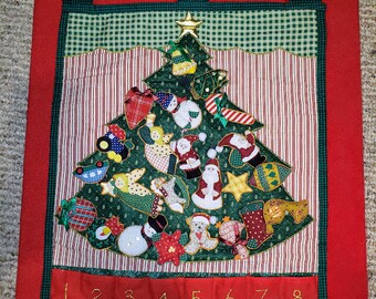 Vintage Christmas Sewing Pattern 18 Calico Fabric Advent Tree Centerpiece PDF Instant Digital Download Holiday Calendar Tabletop Tree E1