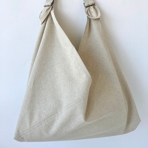 Azuma-Tasche mit Ledergriffen, Azuma-Tasche, Azuma-Tasche, Öko-Tasche, Einkaufstasche, japanische Tasche, Origami-Tasche, Furoshiki-Tasche, Einkaufstasche, Stofftasche, traditionelle japanische Tasche, dreieckige Einkaufstasche, Griff aus echtem Leder, schlichte Tasche