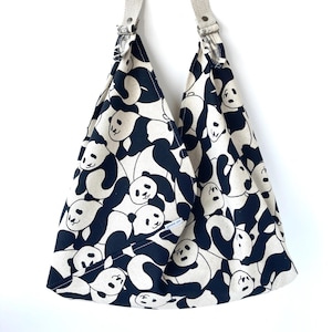 Panda Japanese Knot Bag – Cute Panda Pattern, Handmade Reusable Fabric Tote, Eco Friendly Everyday Bag, Gift for Panda Lovers