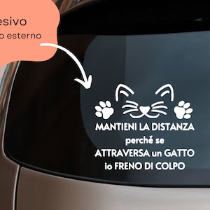 Adesivo Auto per Gattari e Gattare, mantieni le distanze se no freno di colpo, per amanti dei gatti e non solo, colori personalizzati