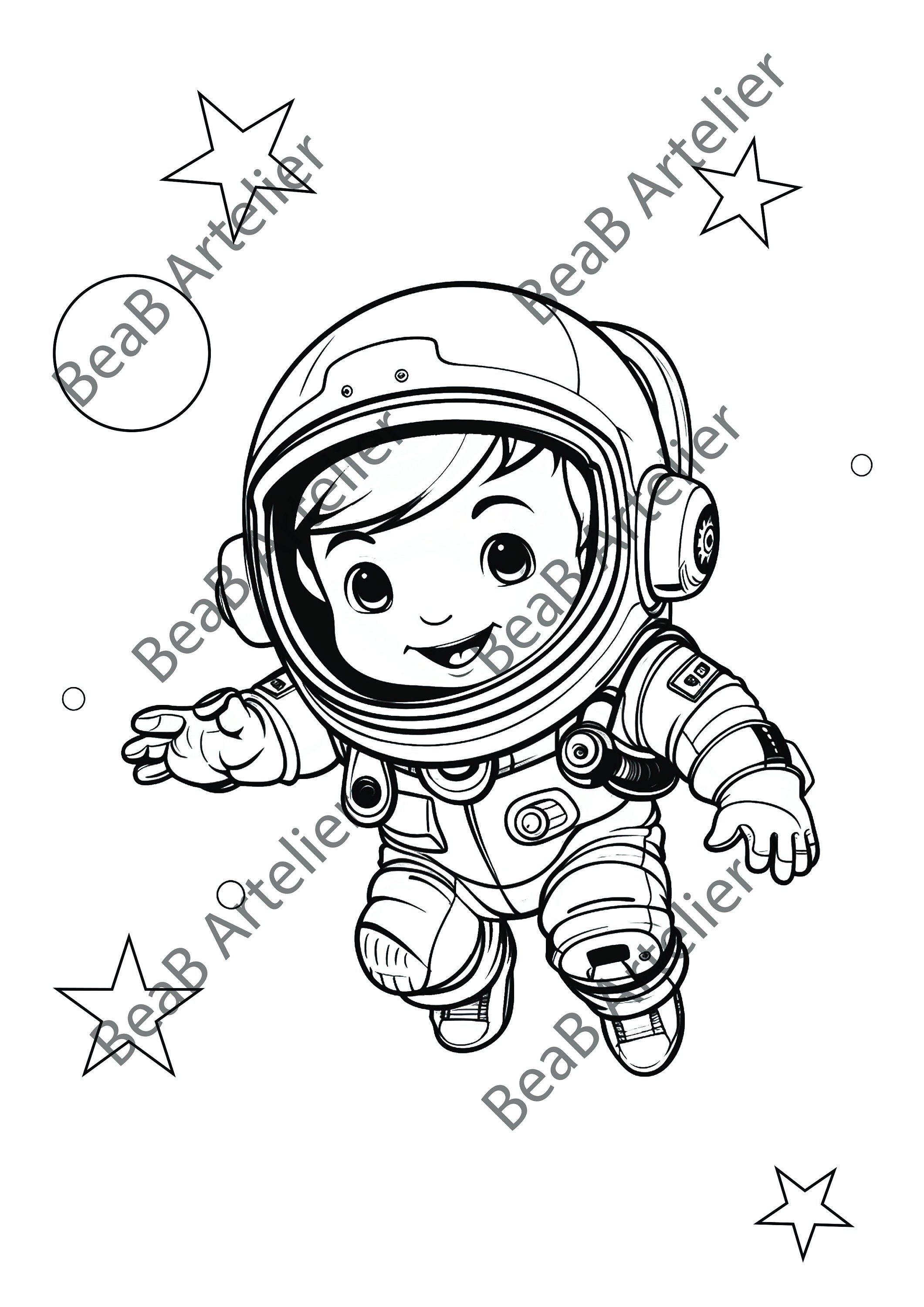 Baby Astronaut | 2 Coloring Page | Printable Adult Kids | Instant ...