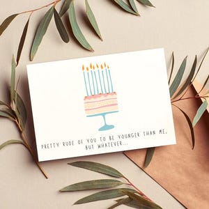 Funny Birthday Card: Cake & Candles with Kraft Envelope