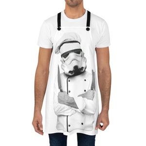 Apron, Star Wars Stormtrooper Chef Holding Two Knives, Kitchen Cooking Wear, Funny Cooking Apron, Gift for Chef, Cooking Lover Apron,