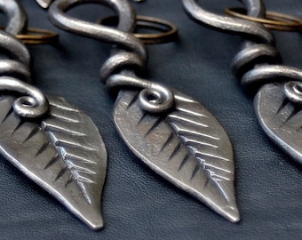 Hand Forged Steel Blacksmith Leaf Keyring/Keychain/Pendant