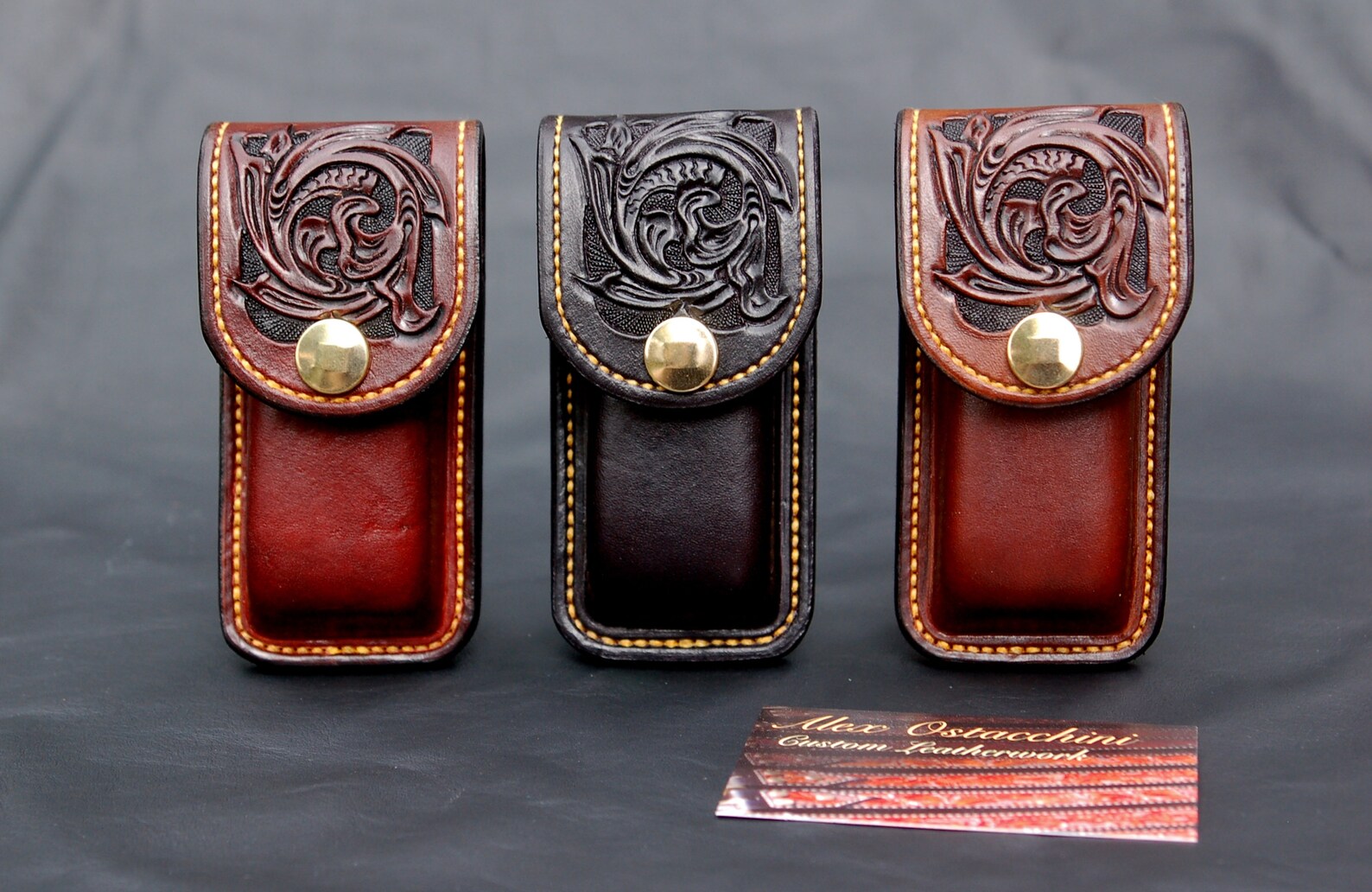 Hand Tooled Swiss Army Knife Leather Belt Pouch/case Etsy
