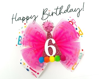 Birthday Hair Bow, Custom Number Birthday Bow, Birthday Girl, Birthday Party Outfit