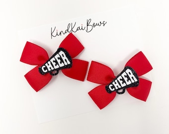 Cheer Pigtail Hair Bows: Football Game Day, Custom Colors, Cheerleader Hair Bows, Cheer Megaphone Bows, Football Hair Bows, Game Day Attire