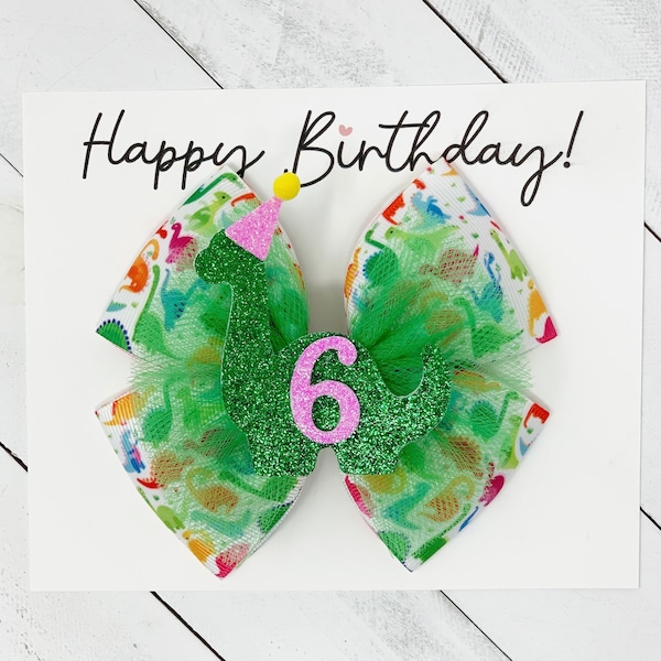 Dinosaur birthday hair bow, Personalized birthday number hair bow, Custom Dinosaur bows, dinosaur birthday, dinosaur birthday party, Dinos