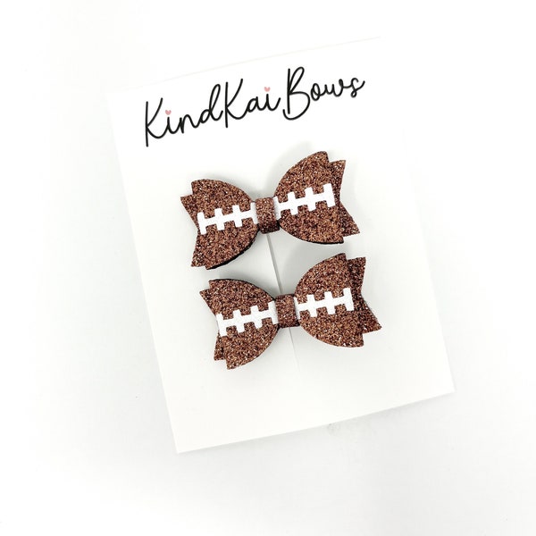 NEW Mini Football Pigtail Bows, football game day fashion, toddler football bows, football hair accessories, Football, Thanksgiving bows