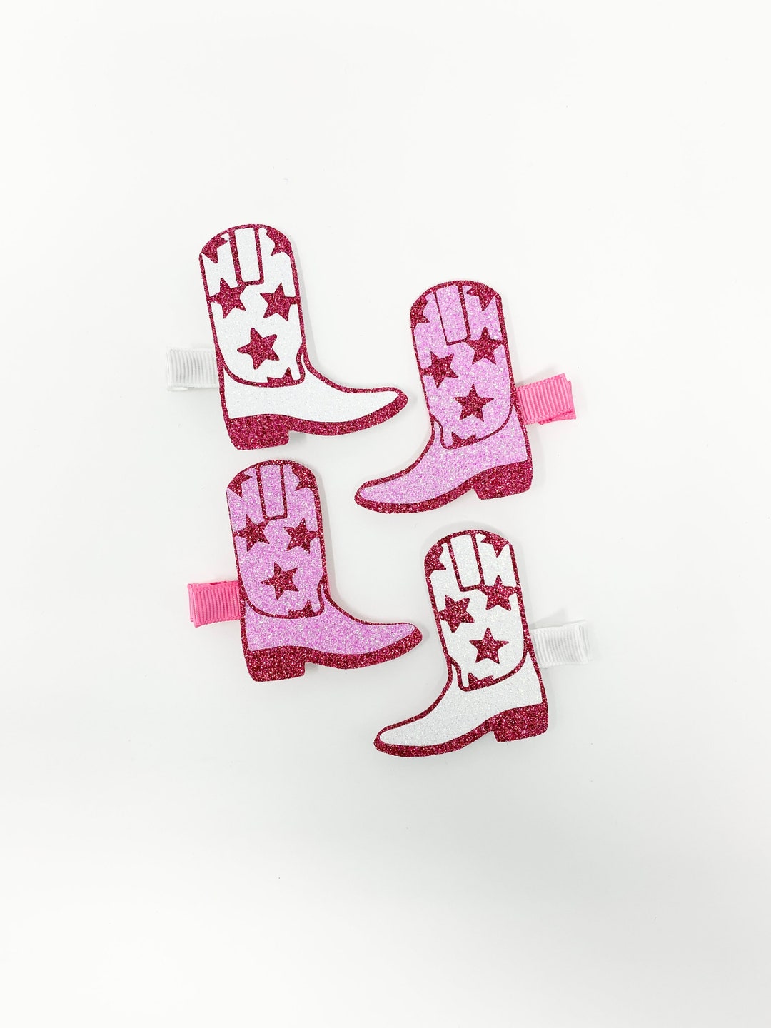 Pink Cowboy Boot Hair Bows, Cowboy Boots Hair Clips, Nashville Girls