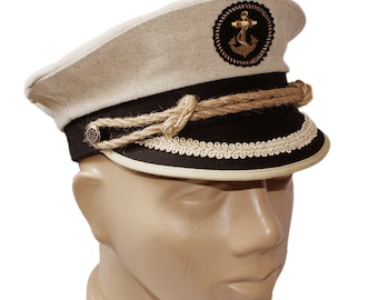 Captain, Yacht , Sailor Cap, Skipper, Marine Hat, Festival hat, Party hat, gift for Father's Day, Bachelor, Bachelorette Party,  beach party