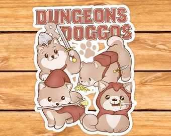 Dungeons and Doggos DnD Aufkleber | D&D Geschenk | GR. | Dungeons & Dragons | Würfel | Natur 20