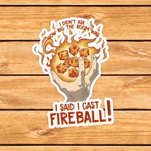 Ich zaubere Feuerball W20 DnD Sticker | D&D Geschenk | GR. | Dungeons & Dragons | Würfel | Natur 20