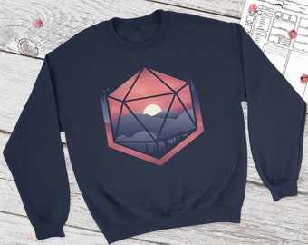 Mountain D20 Dnd Sweatshirt | DnD | Dungeons and Dragons | DM-present | Present för nördar