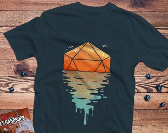 A d20 Sunset D&D Shirt | DnD | Dungeons Dragons | Gifts for dm | Dungeon master (dm) gifts | minimal dnd shirt