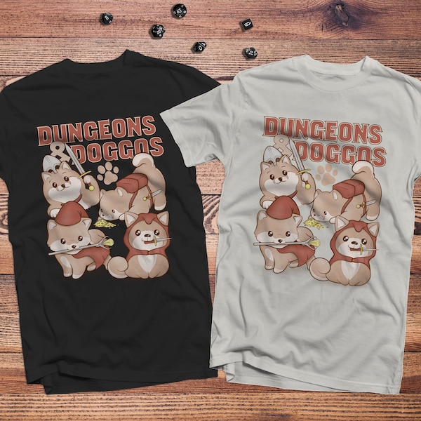 Dungeons & Doggos dnd-skjorta | Gåvor för nördar | Dungeon master (dm)-presenter | Nördig dnd-skjorta | Hundar