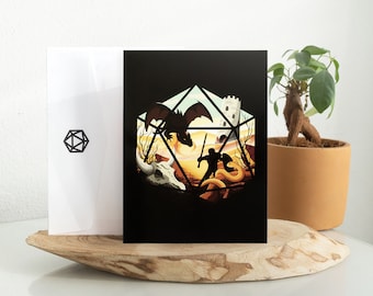 Postal de Dragon D20 / DND / Dados / Dungeons & Dragons / Tarjeta de felicitación
