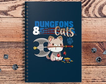 Dungeons and Cats DnD Notebook Spiral | Gift for DnD players | Dungeons and Dragons | DM Gift | Book | Notepad | Journal