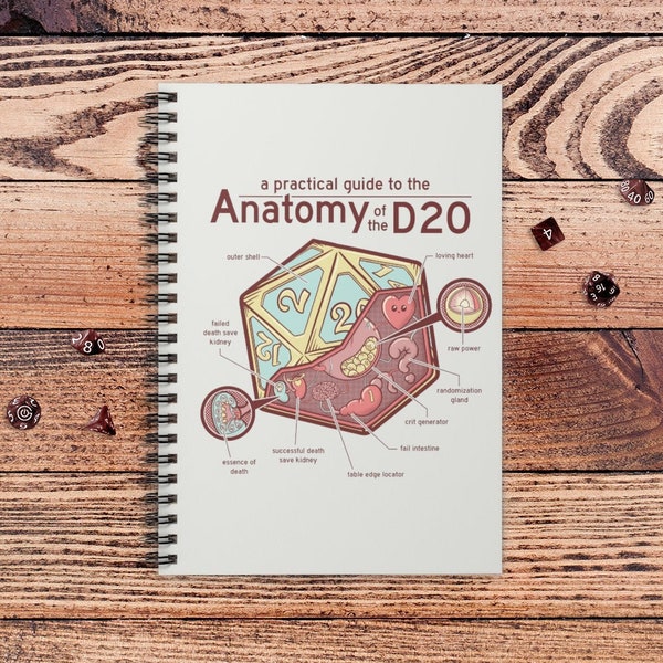 Anatomie des D20 DnD Notizbuch Journal | Geschenk für DnD Spieler | Dungeons und Drachen | DM Geschenk | Buch | Notizblock