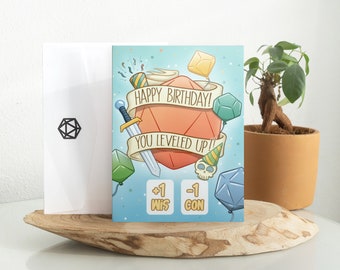 Postal de cumpleaños D20 / DND / Dados / Dungeons & Dragons / Tarjeta de felicitación